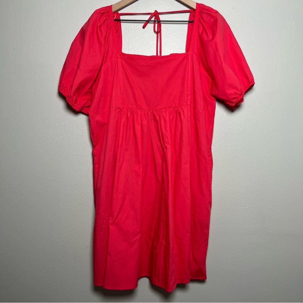 Draper James Women Dress XL Hot Pink Square Neck Puff Sleeve Mini Easter Summer - Picture 3 of 12